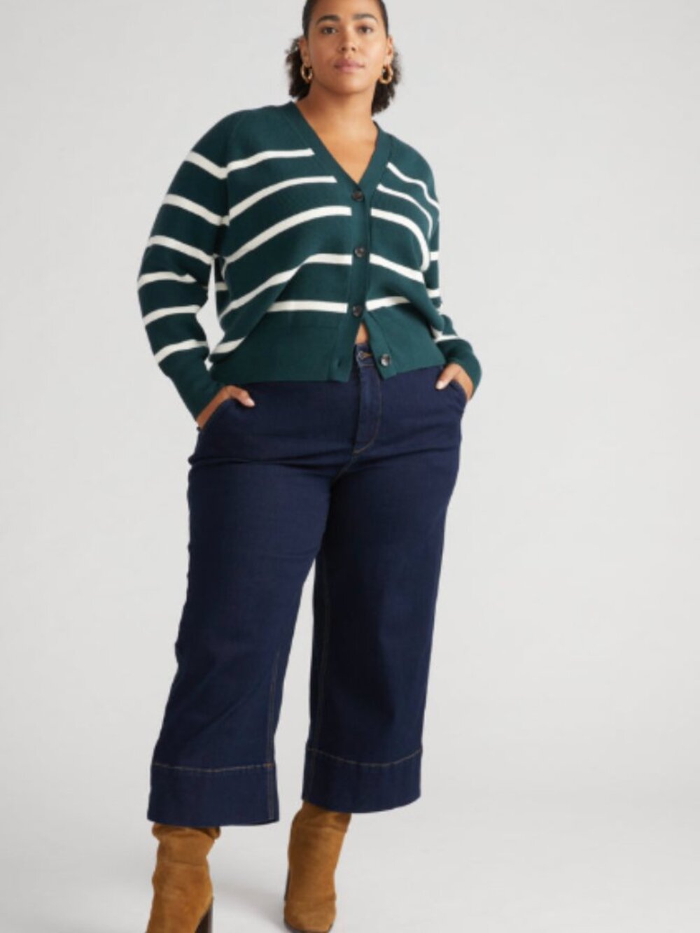 Universal Standard Better Than Wool Cardigan green/white